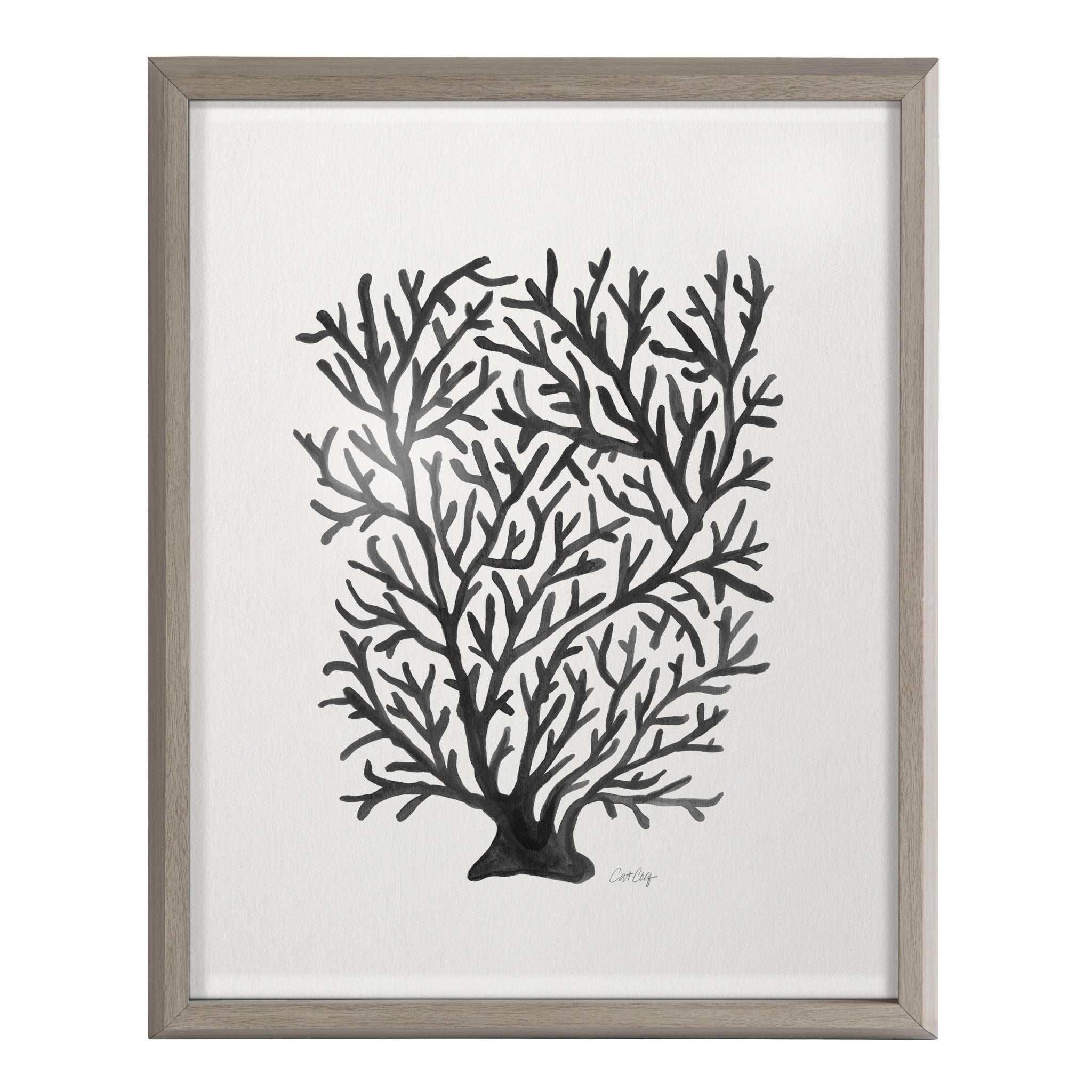 Blake Coral Black Framed Printed Glass by Cat Coquillette