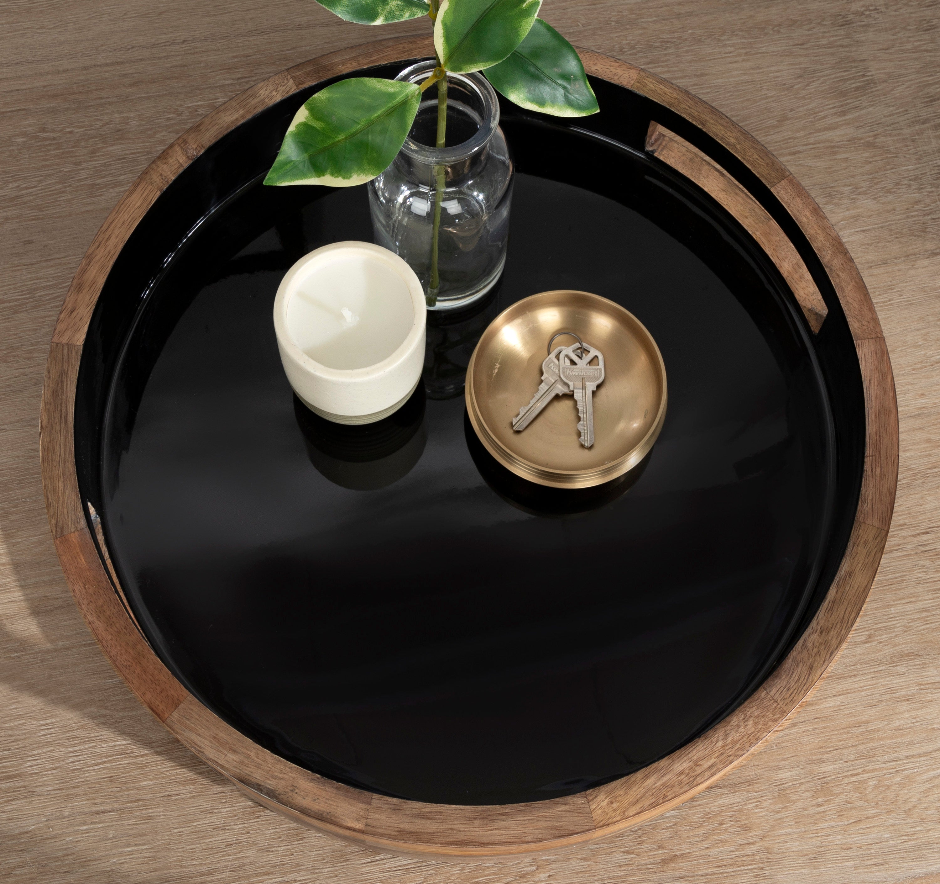 Ehrens Round Decorative Wood Tray