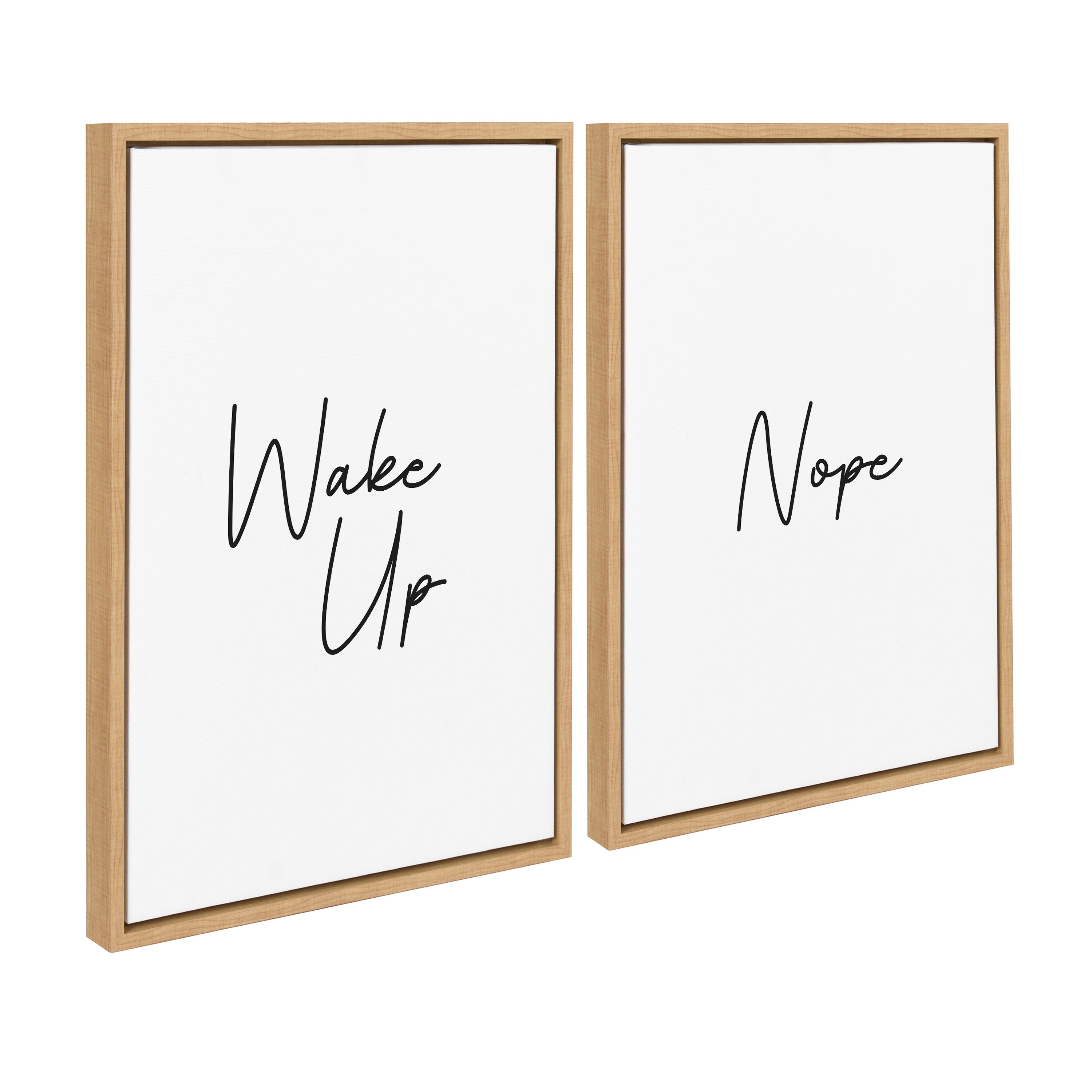 Sylvie Wake Up and Nope Framed Canvas Set by The Creative Bunch Studio