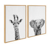 Sylvie Baby Giraffe and Elephant Framed Canvas Art Set by Simon Te of Tai Prints