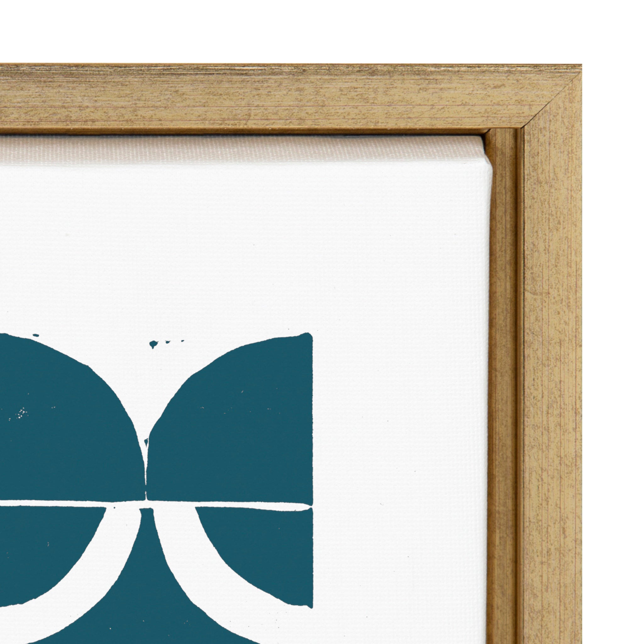 Sylvie Modern Circular Pattern Block Print Teal Framed Canvas by Statement Goods