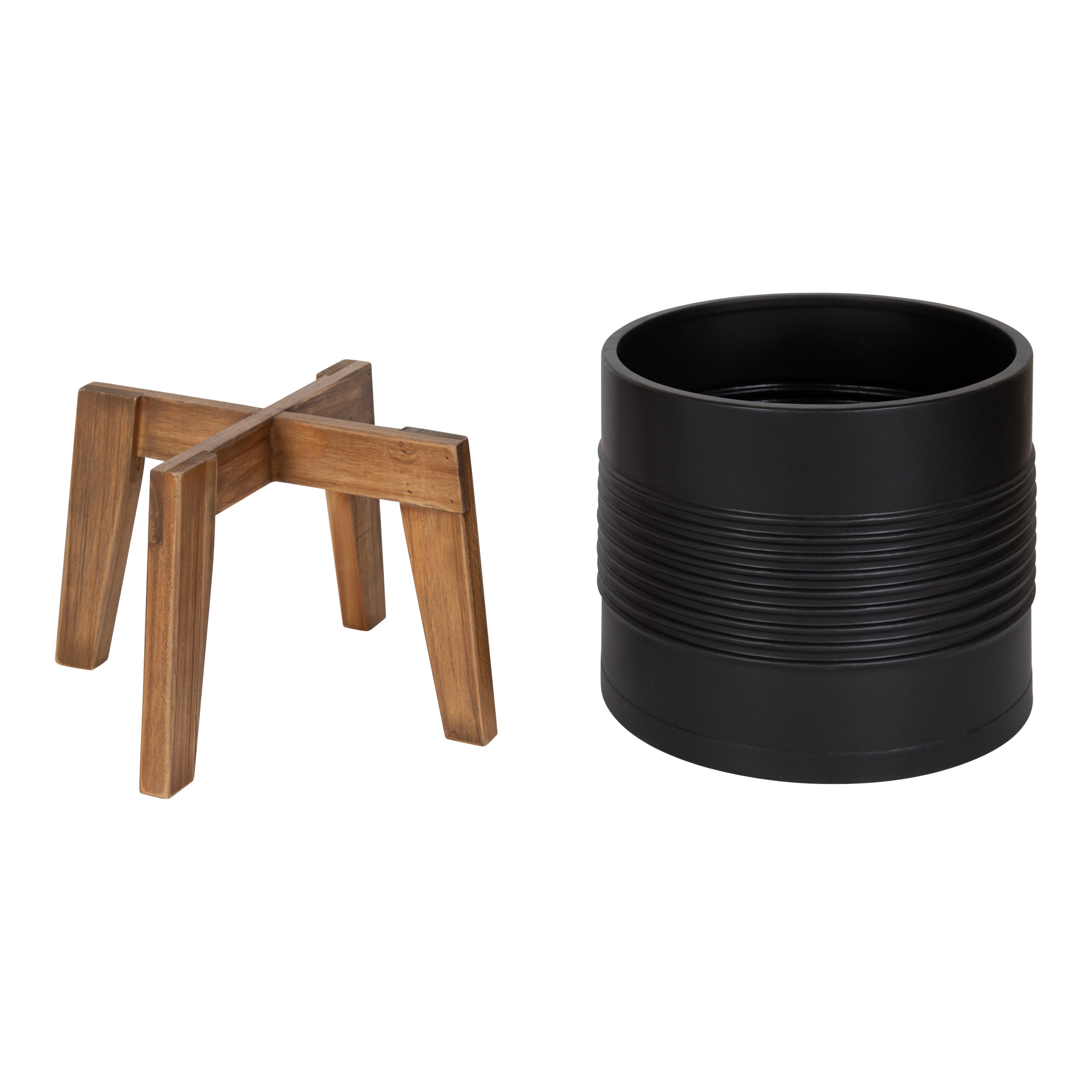 Gavri Metal Planter with Wood Stand