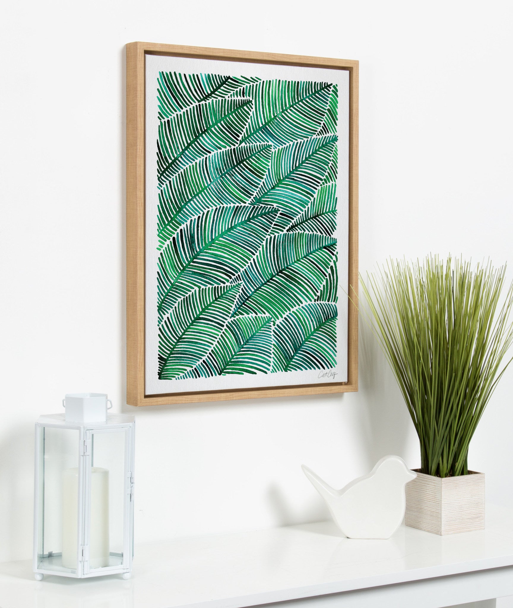 Sylvie Tropical Leaves Framed Canvas by Cat Coquillette