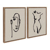 Sylvie Minimalist Neutral Line Art Drawing Face and Body Framed Canvas Art Set by The Creative Bunch Studio
