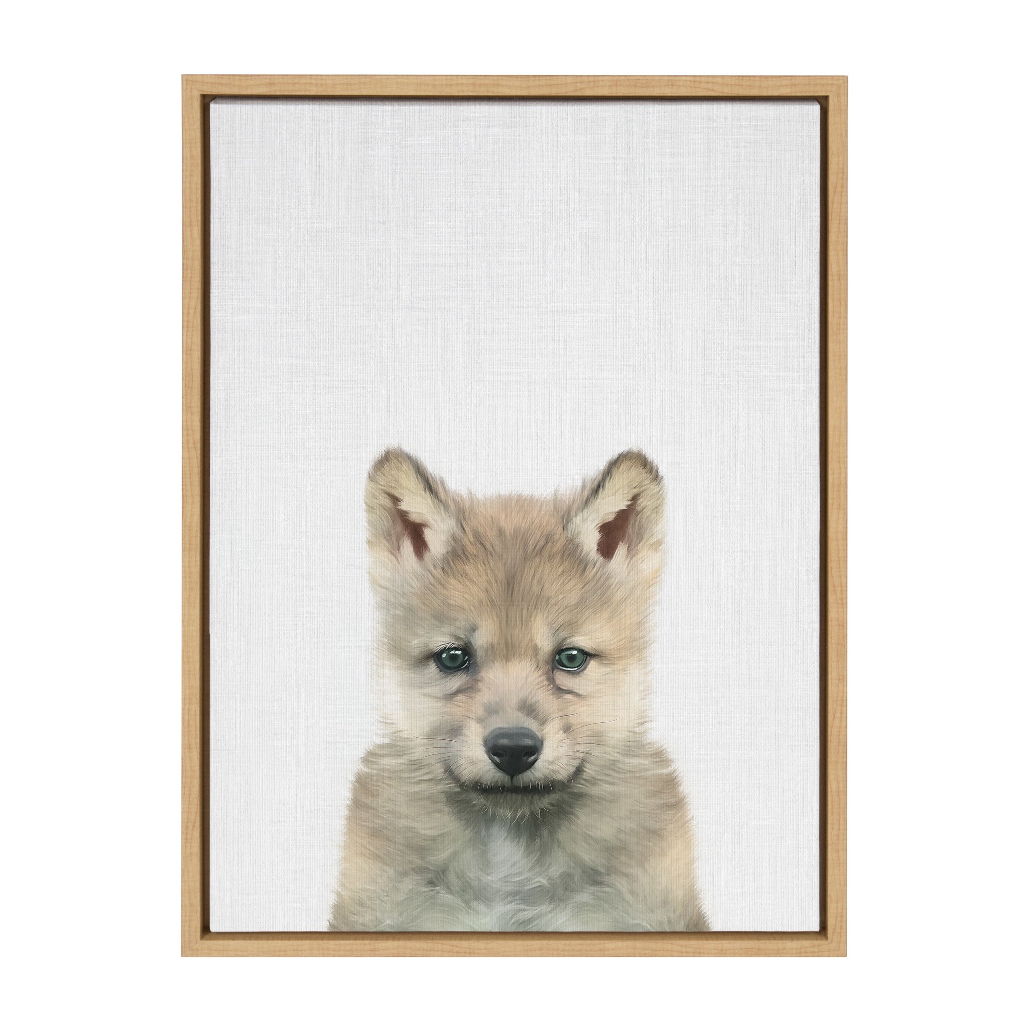 Sylvie Baby Wolf Color Illustration Framed Canvas by Simon Te of Tai Prints