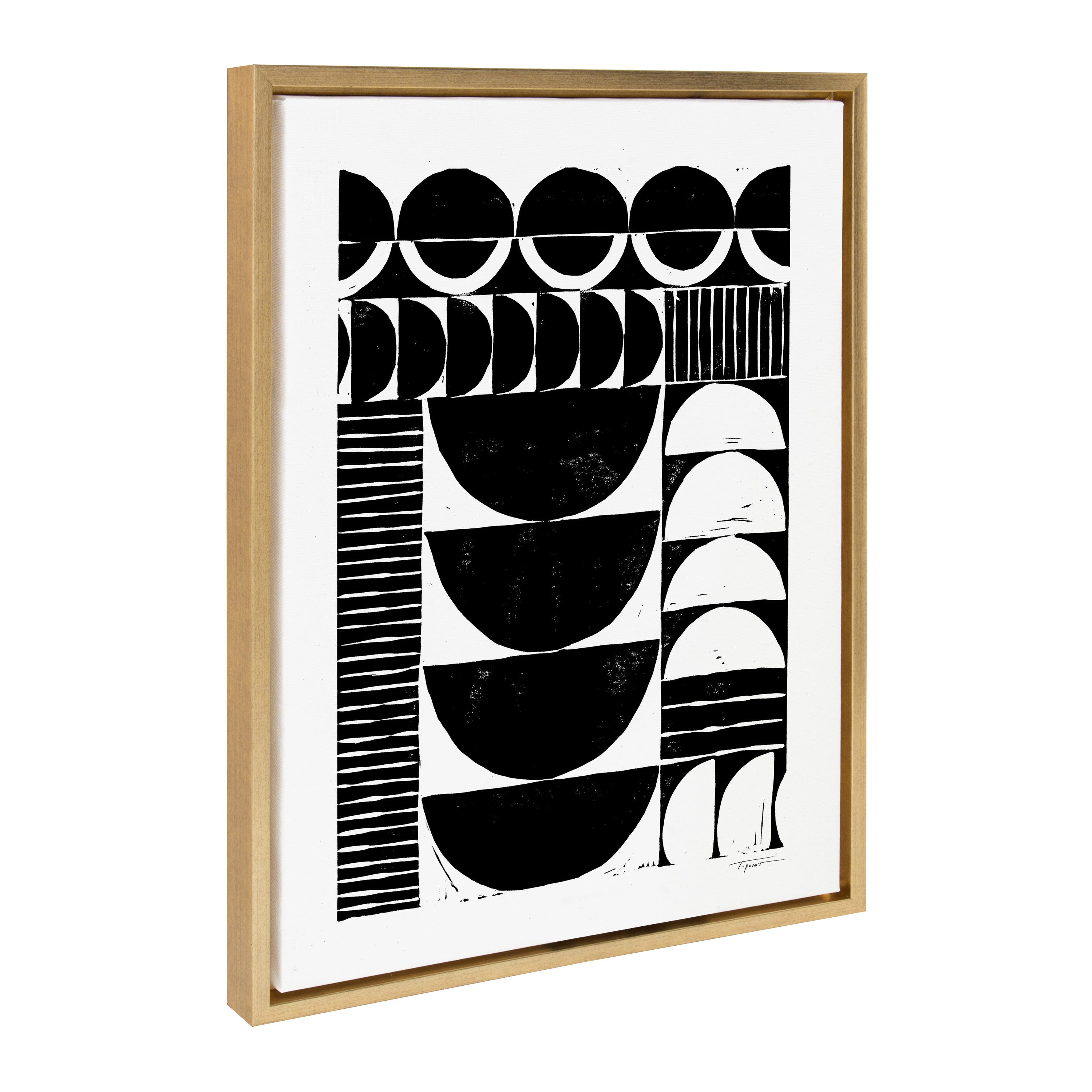 Sylvie Modern Circular Block Print Framed Canvas by Statement Goods