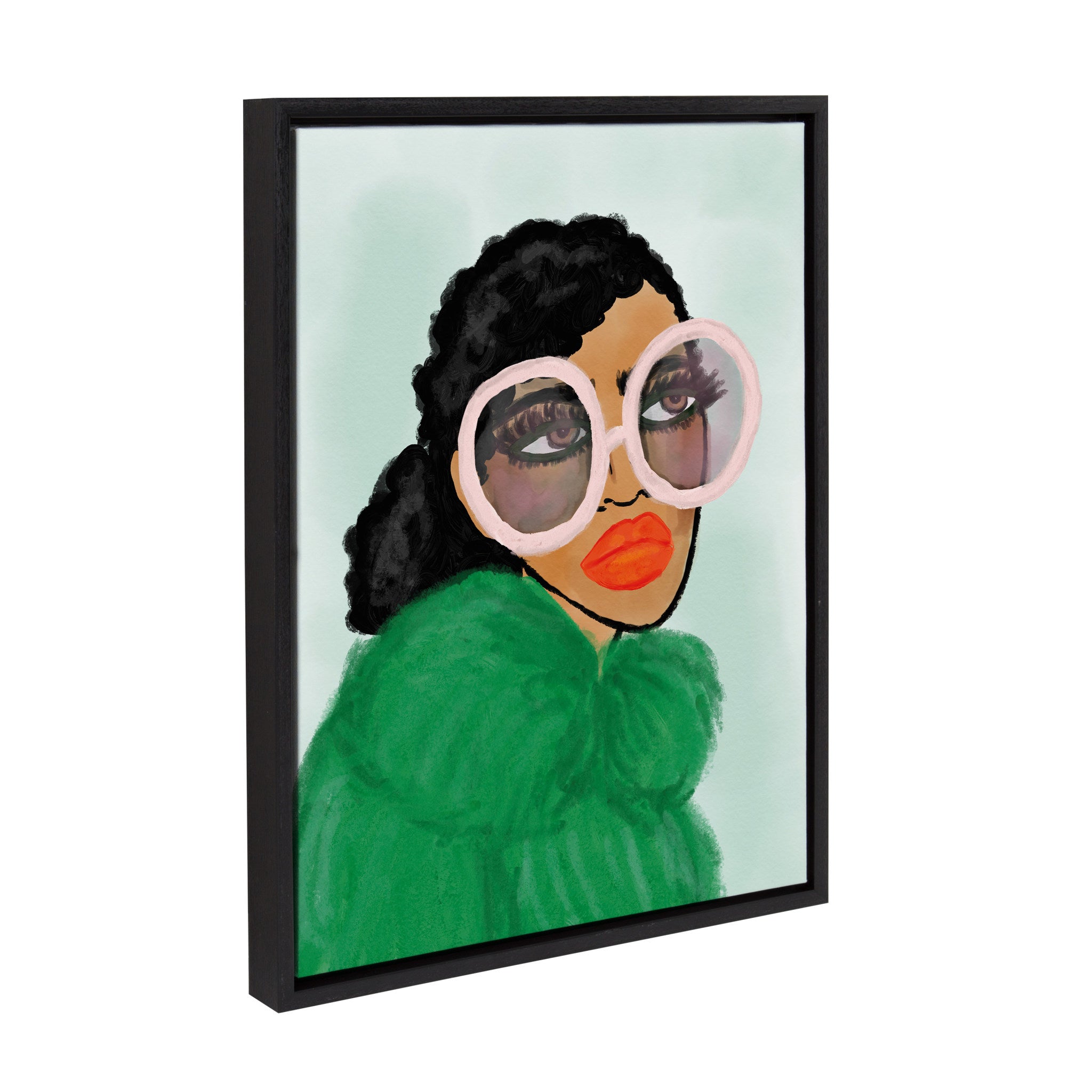Sylvie Green Coat Framed Canvas by Kendra Dandy of Bouffants and Broken Hearts