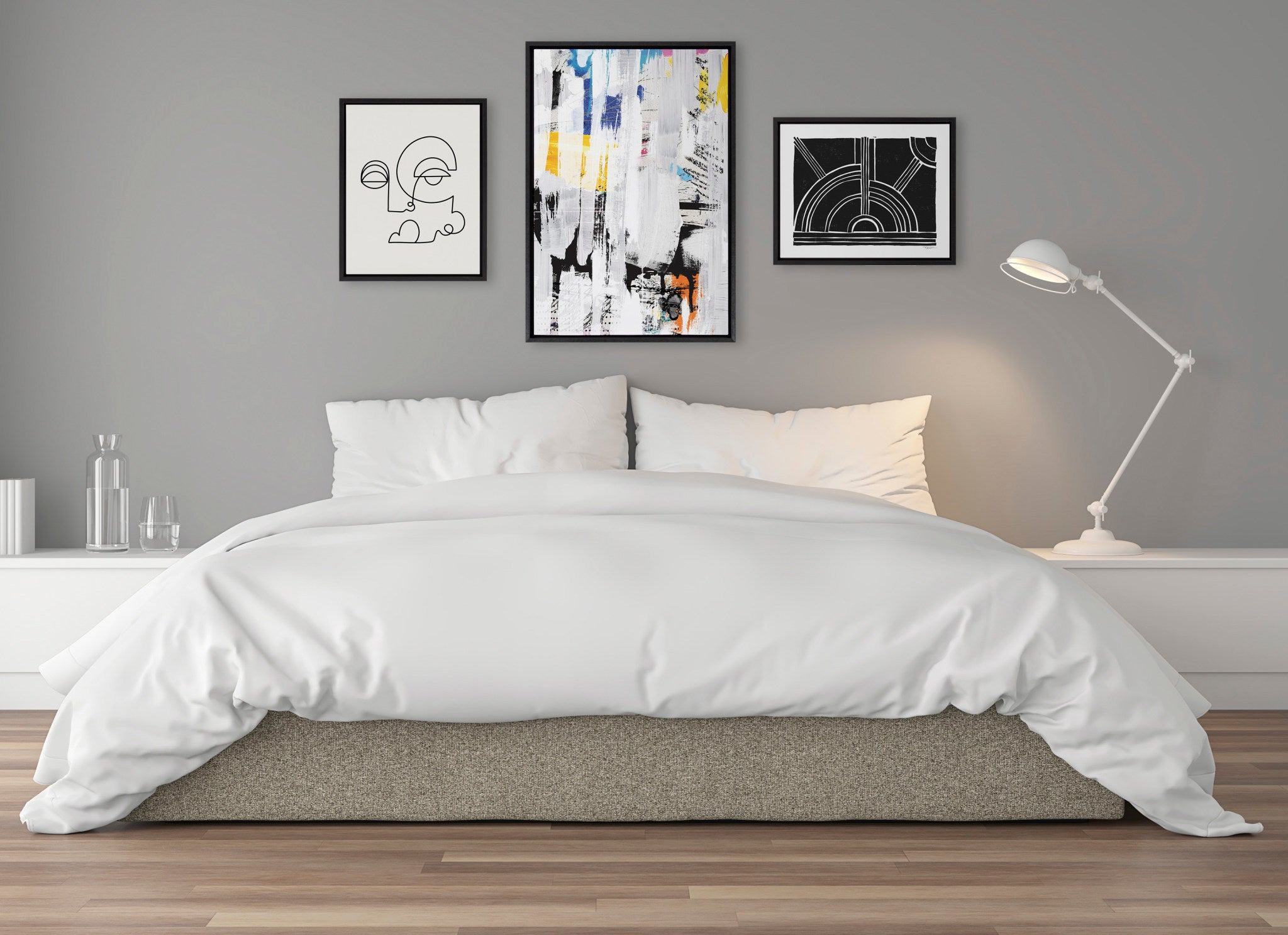 Sylvie NC Street Art 2, Inner Battle, and Abstract Sunset Framed Canvas