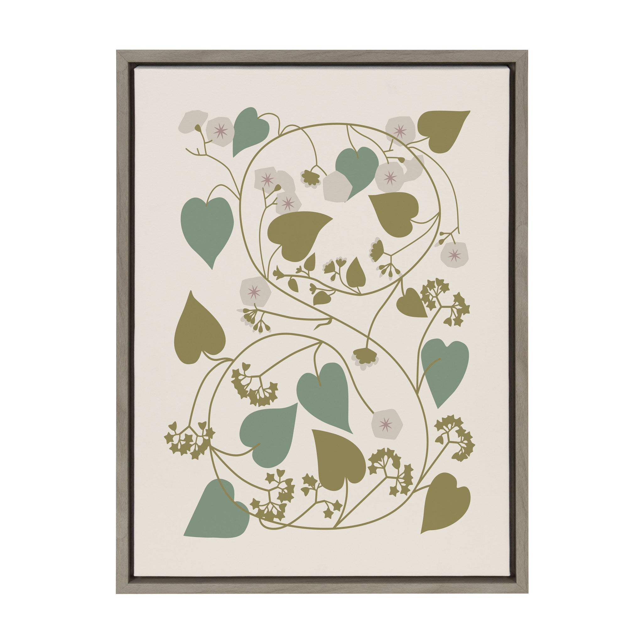 Sylvie Soft and Simple Feminine White Botanical Framed Canvas by The Creative Bunch Studio