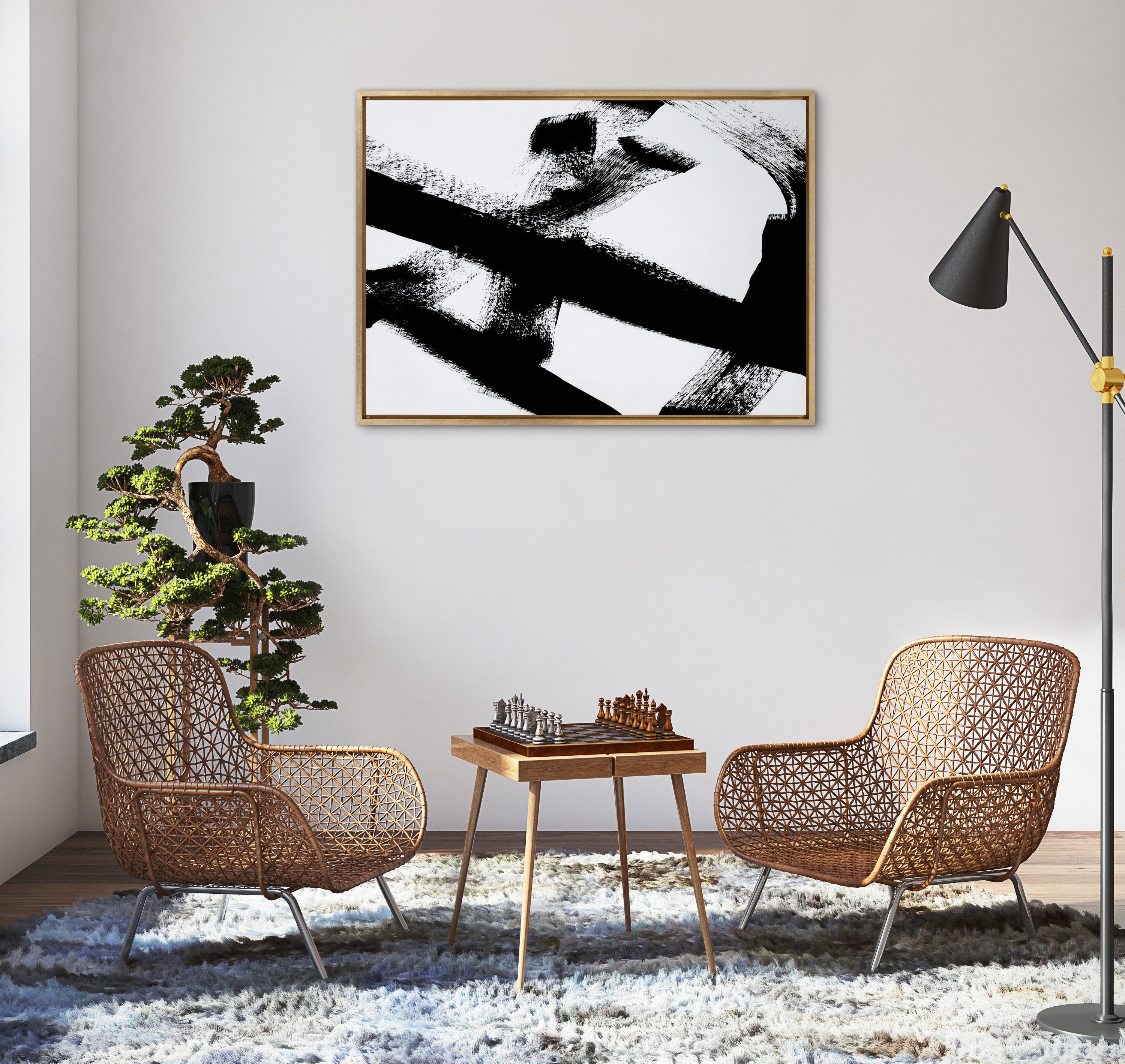 Sylvie Gesture I BW Framed Canvas by Amy Lighthall