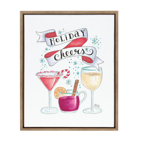 Sylvie Holiday Cheers Framed Canvas By Valerie McKeehan, Gold 18x24