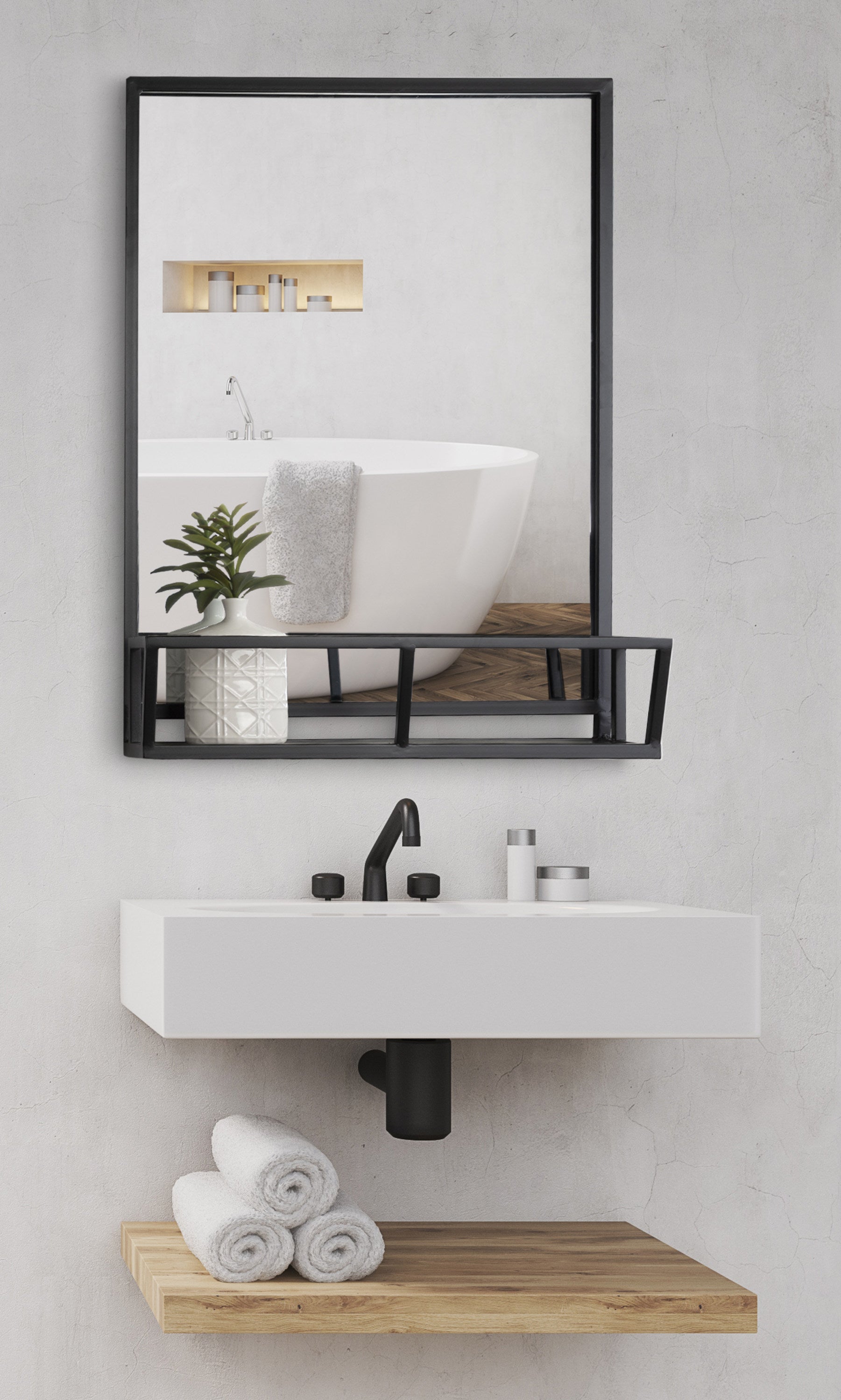 Jackson Metal Framed Mirror with Shelf
