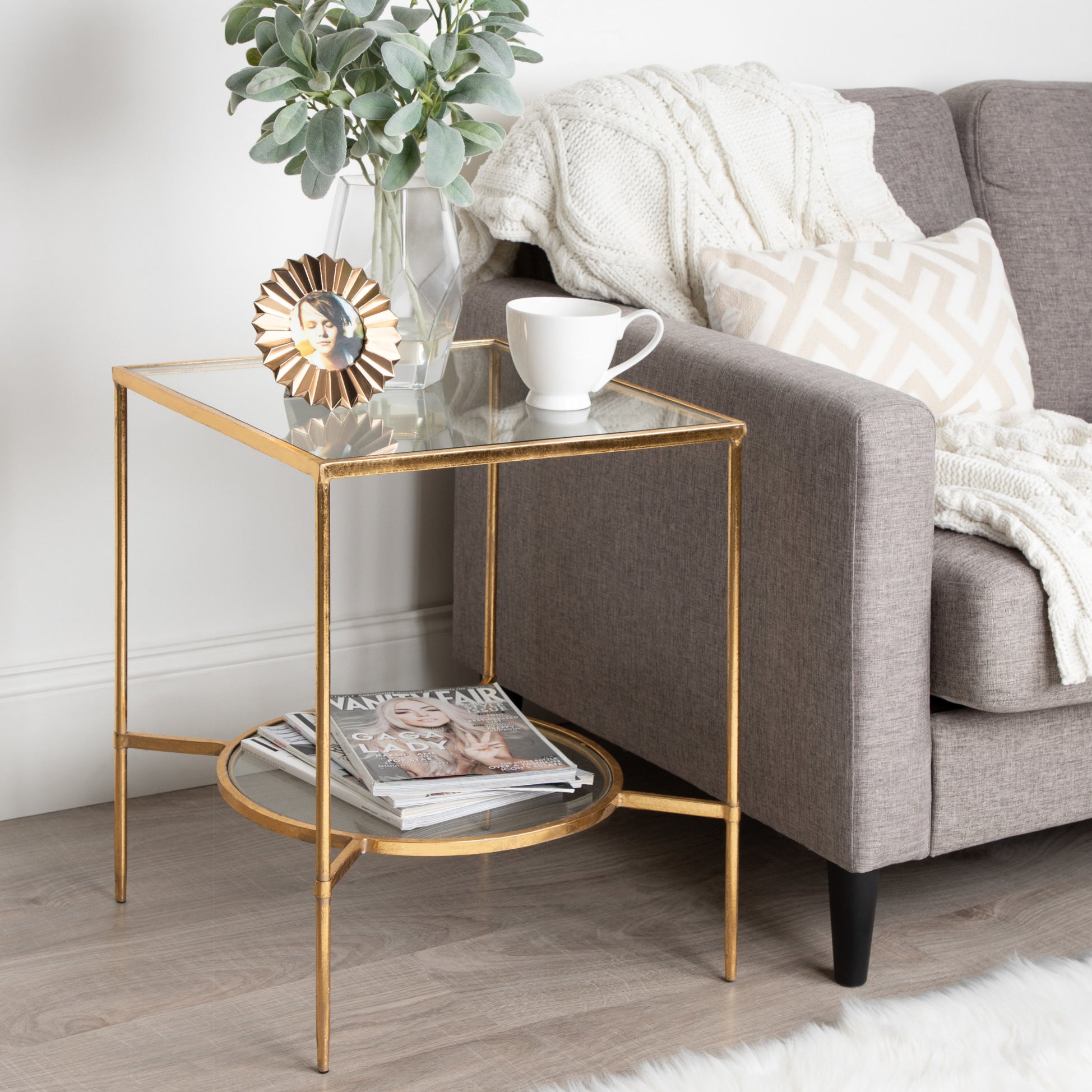 Side Table, Contemporary, Gold