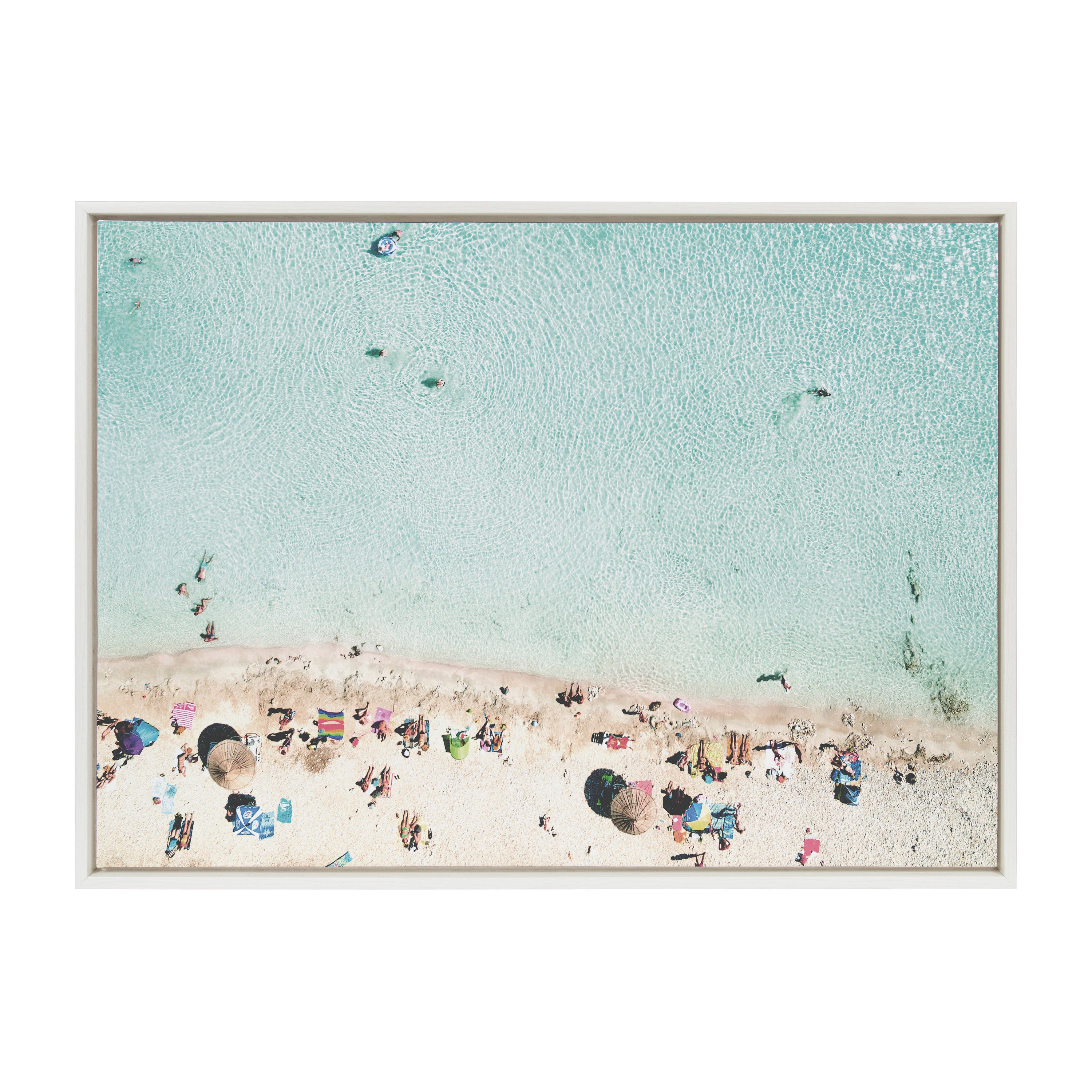 Sylvie Turquoise Beach from Above Framed Canvas by Amy Peterson Art Studio