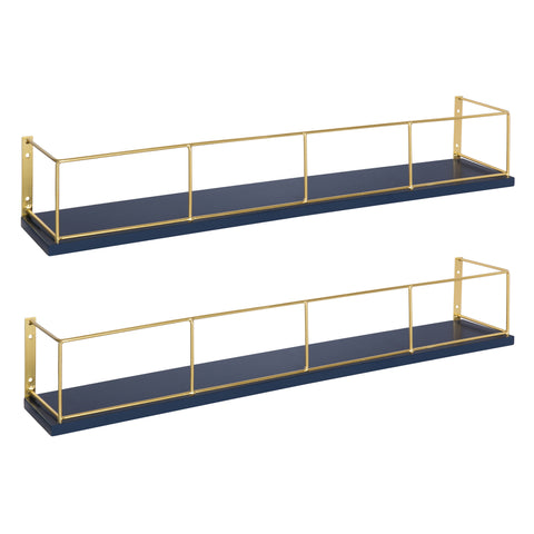 Benbrook Wood and Metal Wall Shelf Set