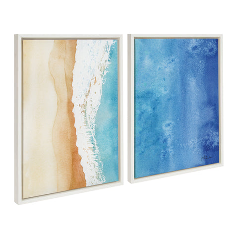 Sylvie Ocean Wake 1 and 2 Framed Canvas by Julie Maida