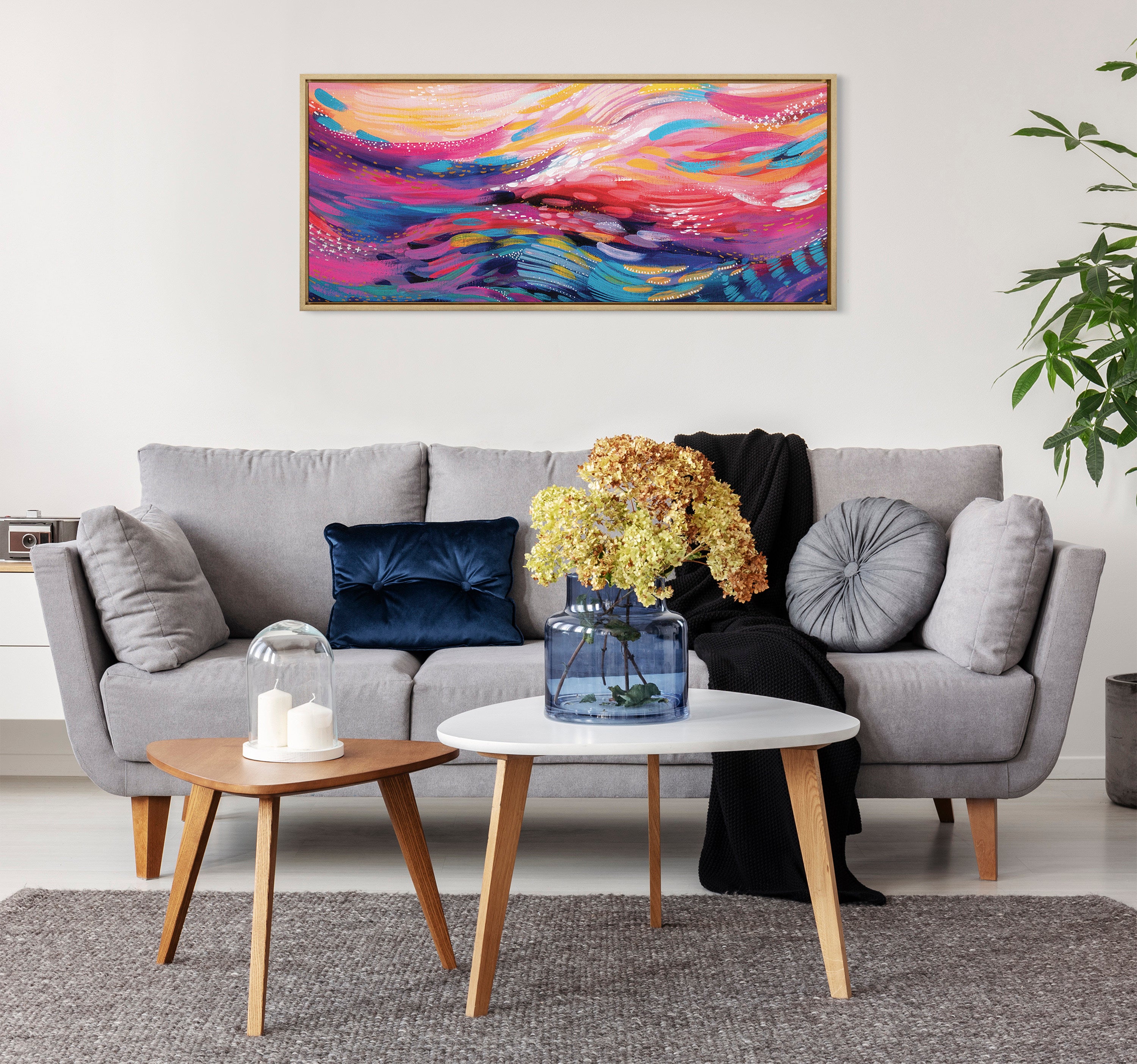 Sylvie Brush Strokes 90 Framed Canvas by Jessi Raulet of Ettavee