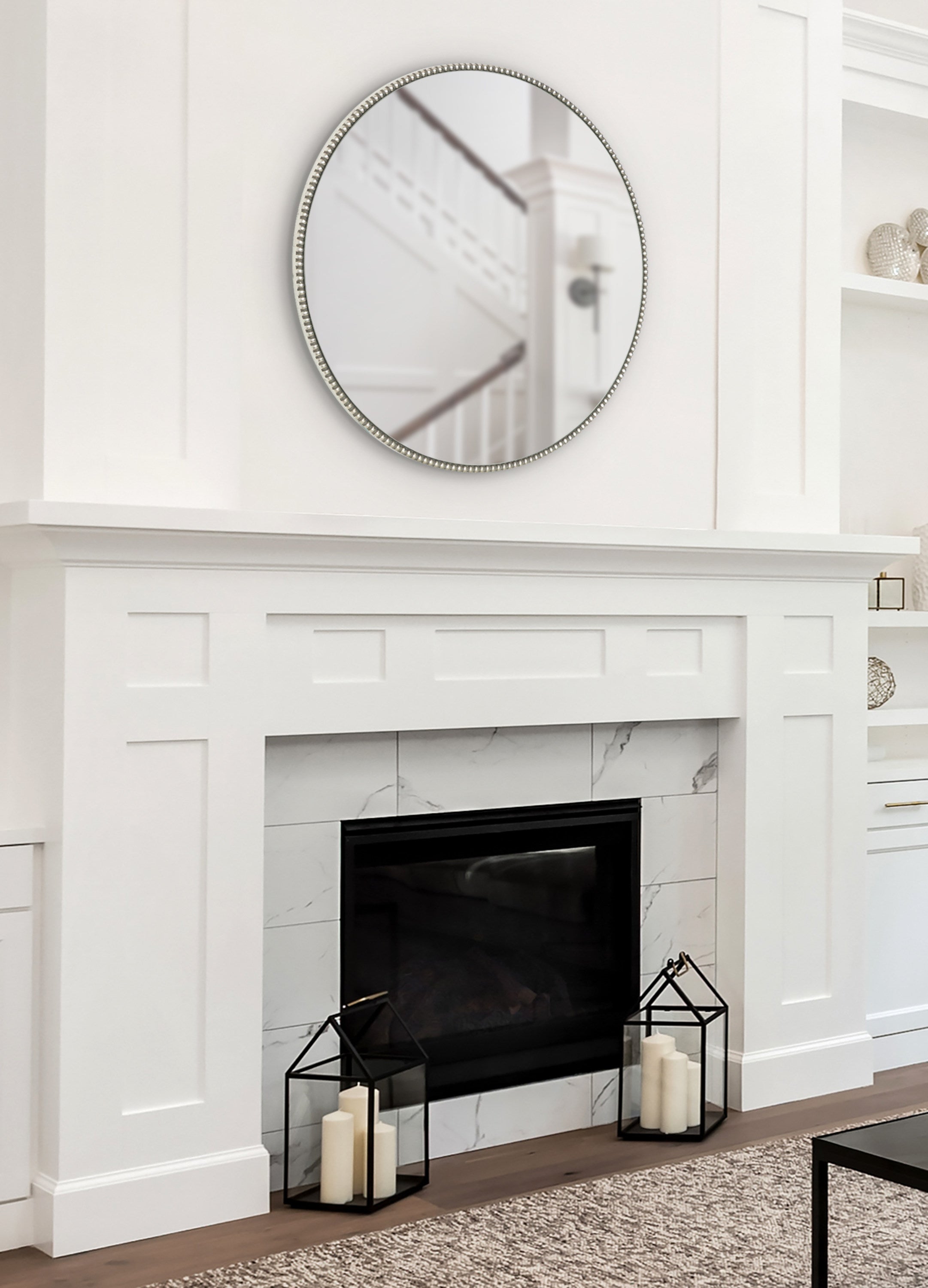 Gwendolyn Round Beaded Accent Wall Mirror