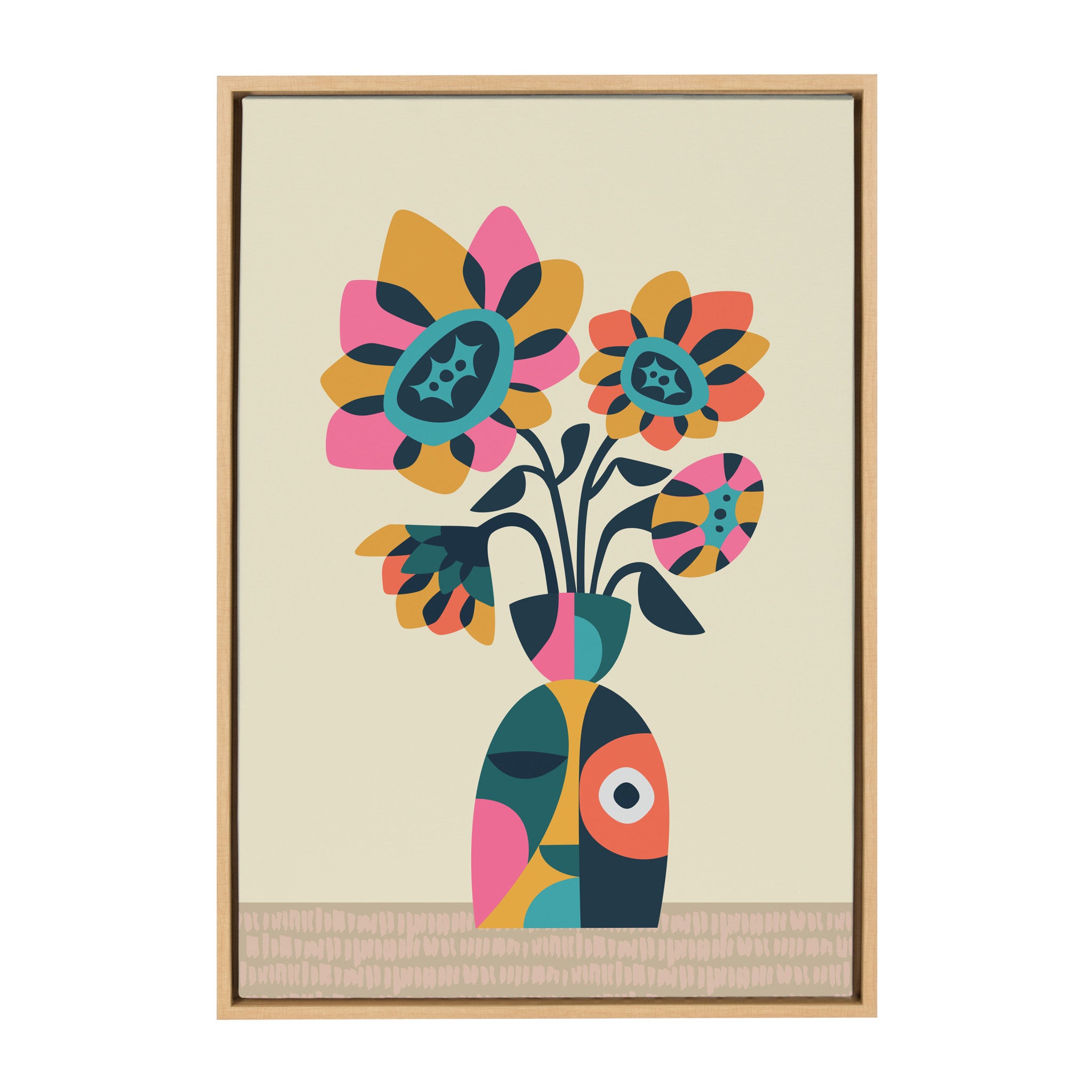 Sylvie Mid Century Modern Sunflowers Framed Canvas by Rachel Lee of My Dream Wall