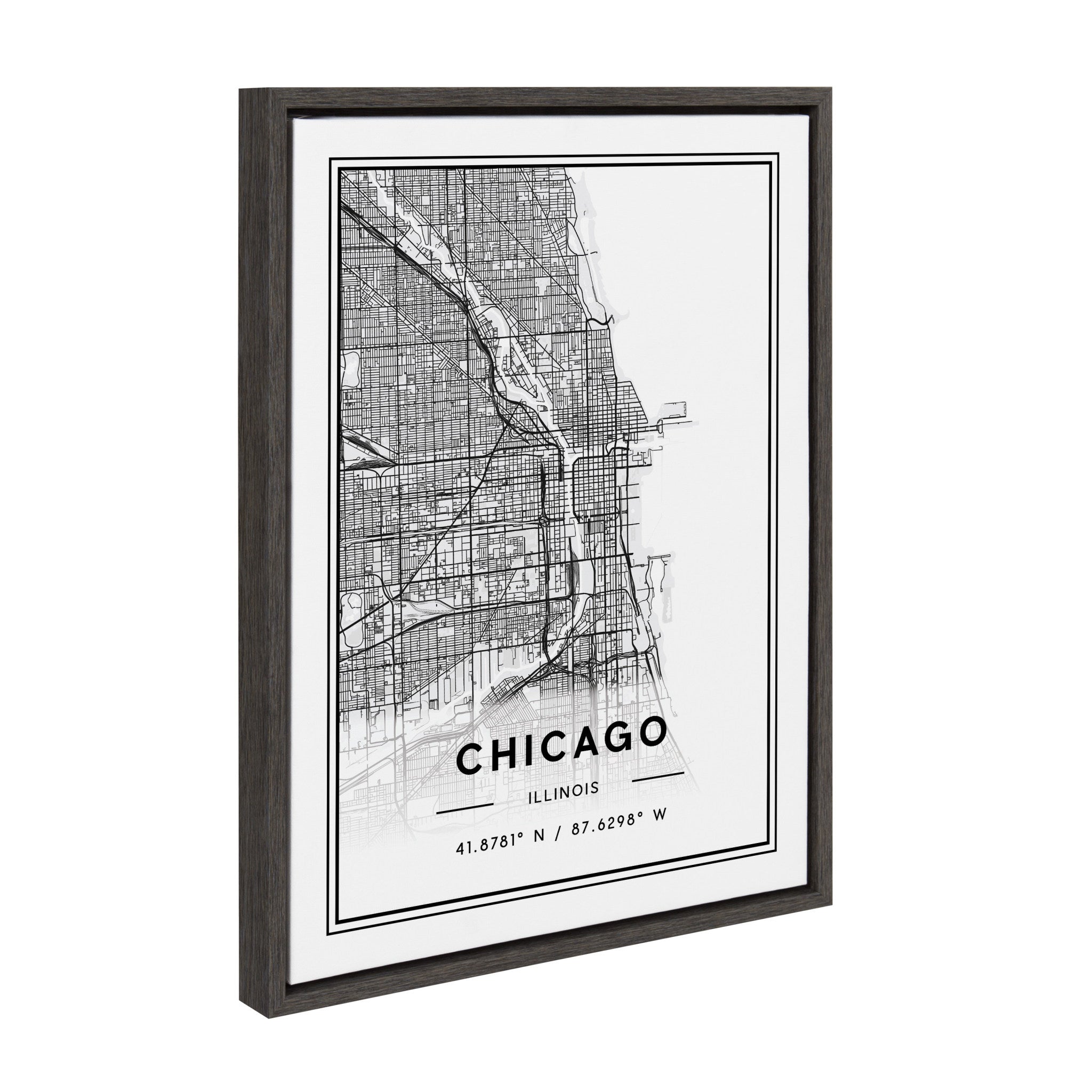 Sylvie Chicago Modern Map Framed Canvas by Jake Goossen