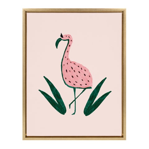 Sylvie Flamingo Watermelon Framed Canvas By Kendra Dandy