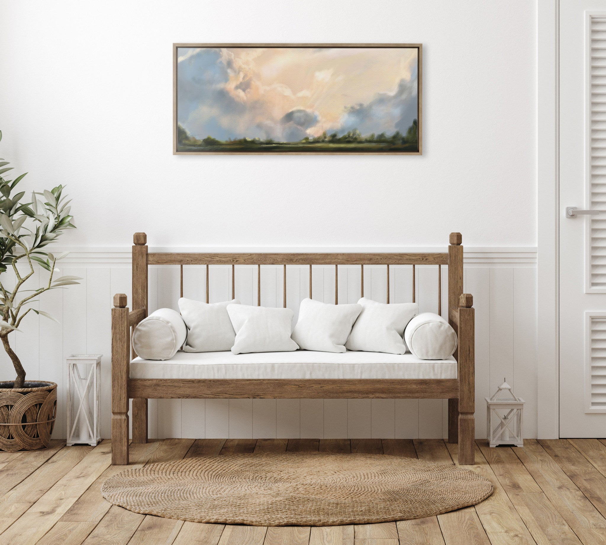 Sylvie Clouds Framed Canvas by Mary Sparrow