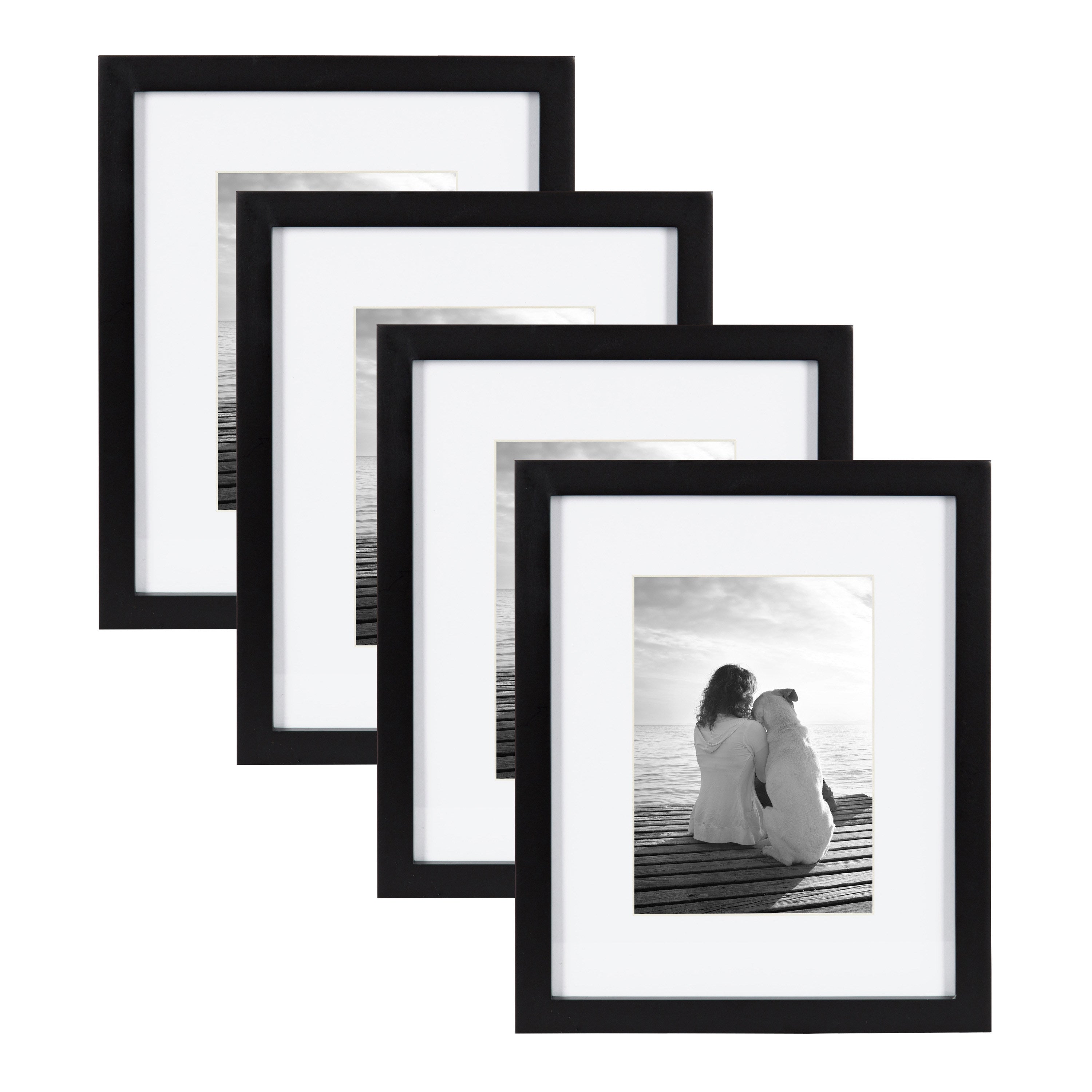 MDF Black and White Set of 10 Picture Frames for Wall Hanging, For