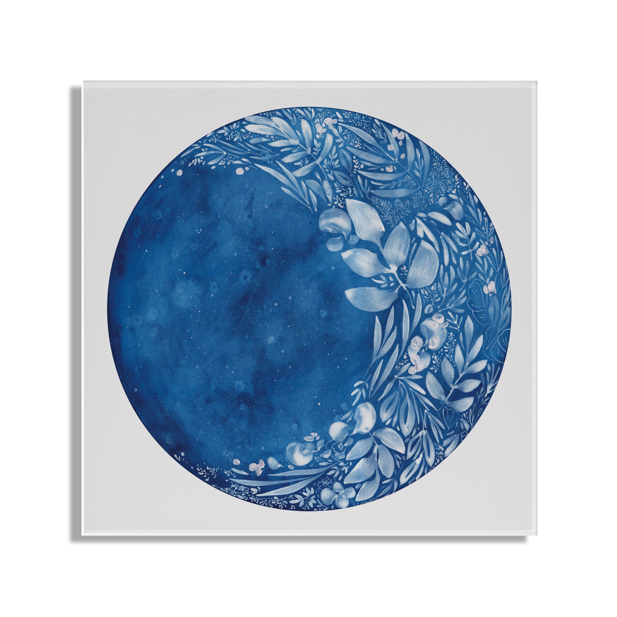 Waxing Flower Moon Floating Acrylic Art by Ingrid Sanchez of CreativeIngrid
