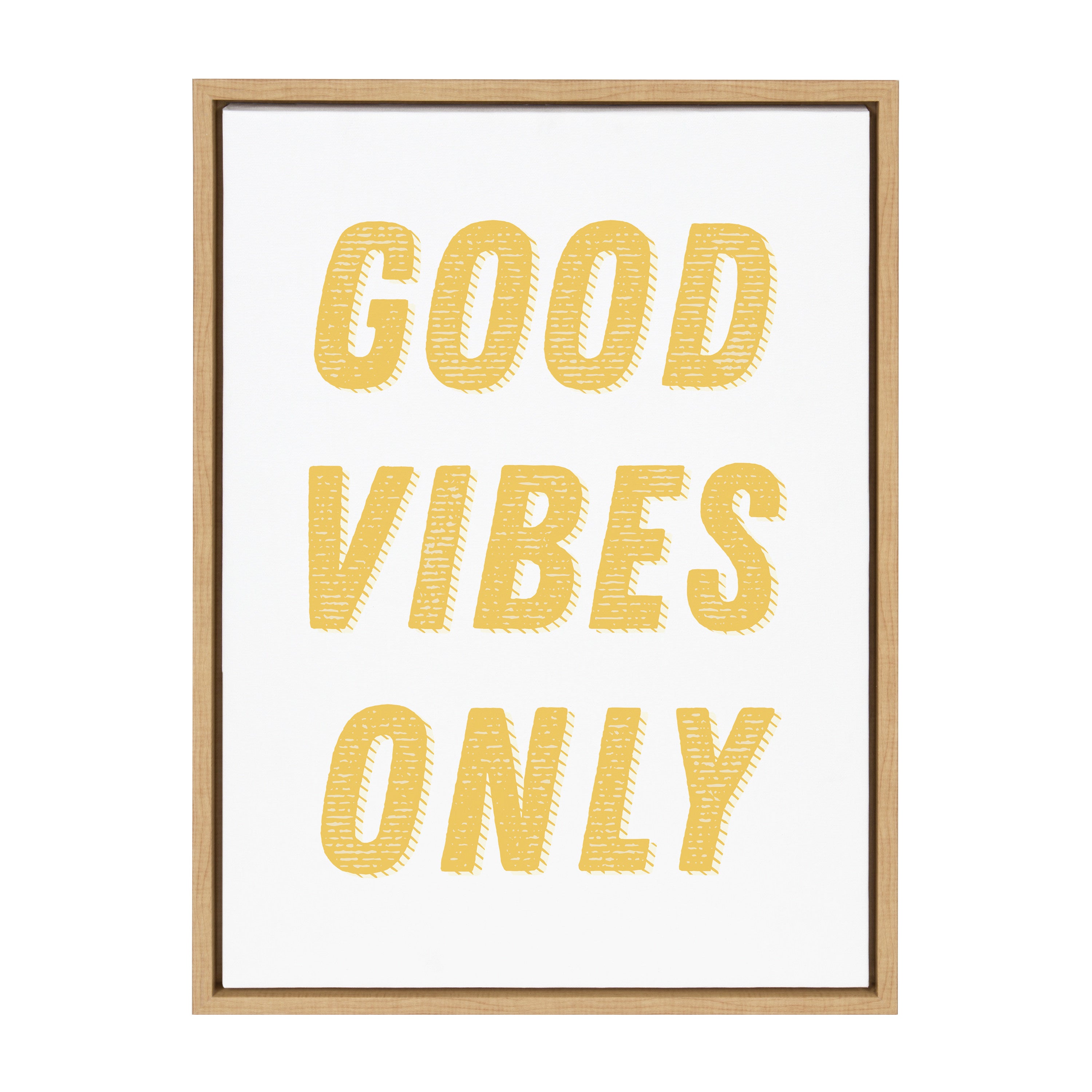 Sylvie Good Vibes Only in Yellow Framed Canvas by Apricot and Birch