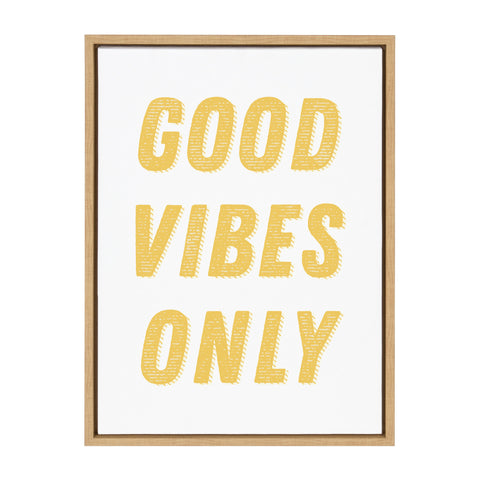 Sylvie Good Vibes Only in Yellow Framed Canvas by Apricot and Birch