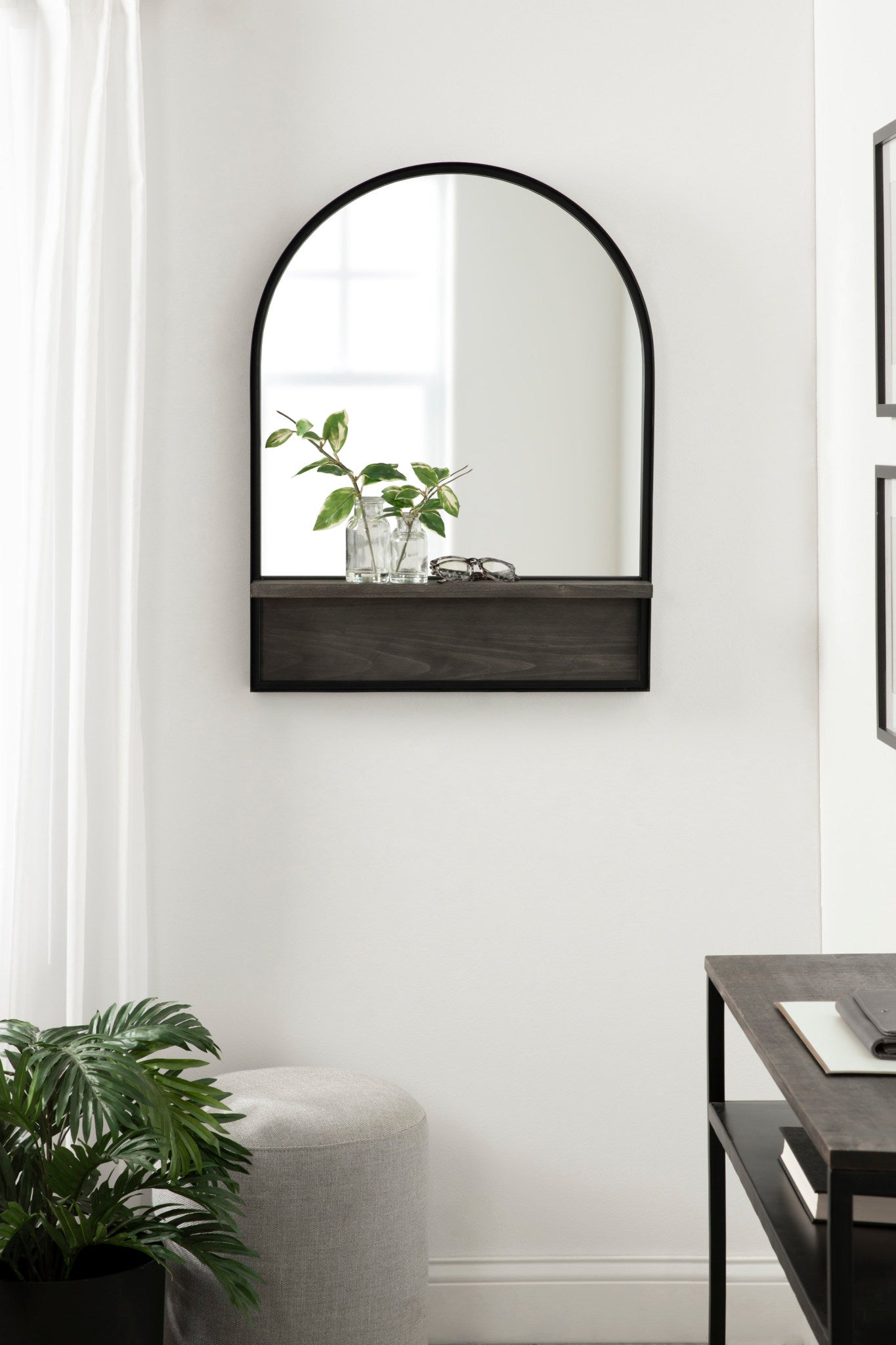 Owing Framed Arch Mirror with Shelf
