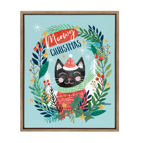 Sylvie Christmas Meow Framed Canvas By Mia Charro