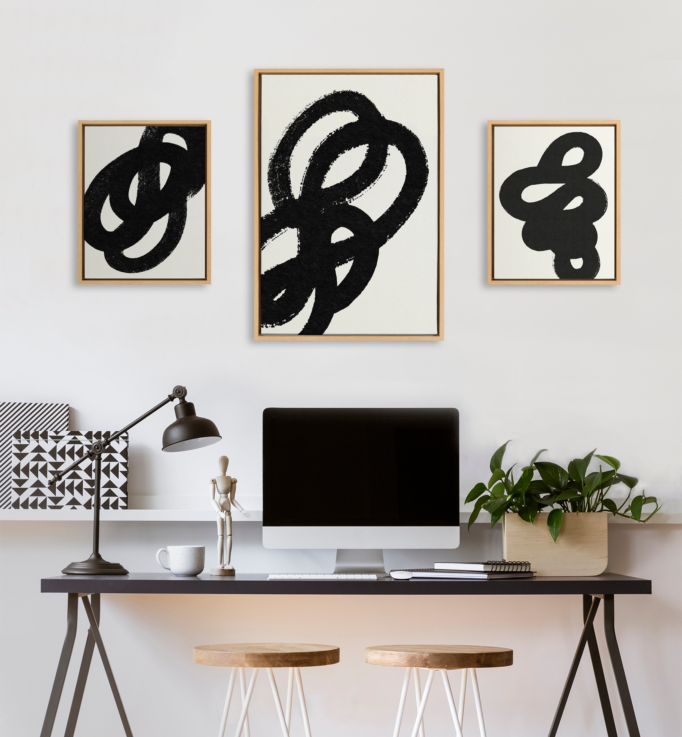 Sylvie Black Path, Follow the Path and This Way Framed Canvas by Rocket Jack