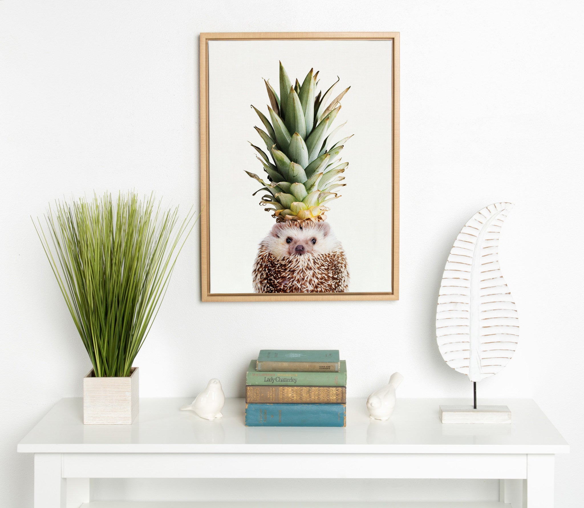 Sylvie Hedgehog Pineapple Framed Canvas by Amy Peterson