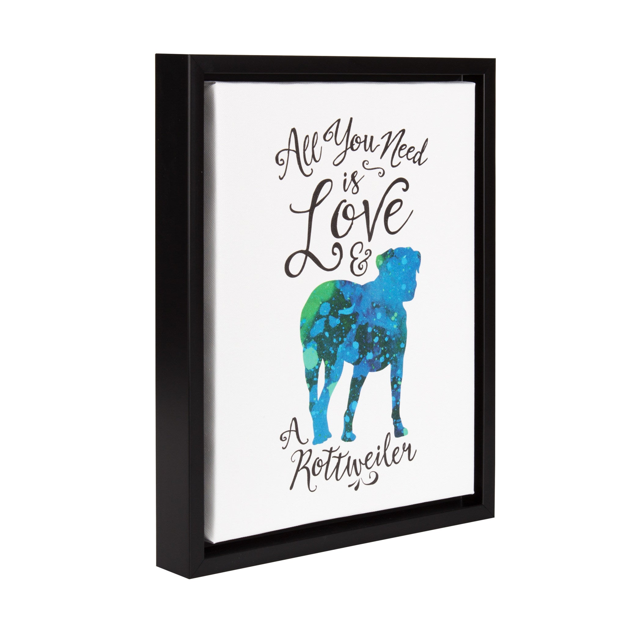 Sylvie Love and a Rottweiler Watercolor Framed Canvas, Black 11x14