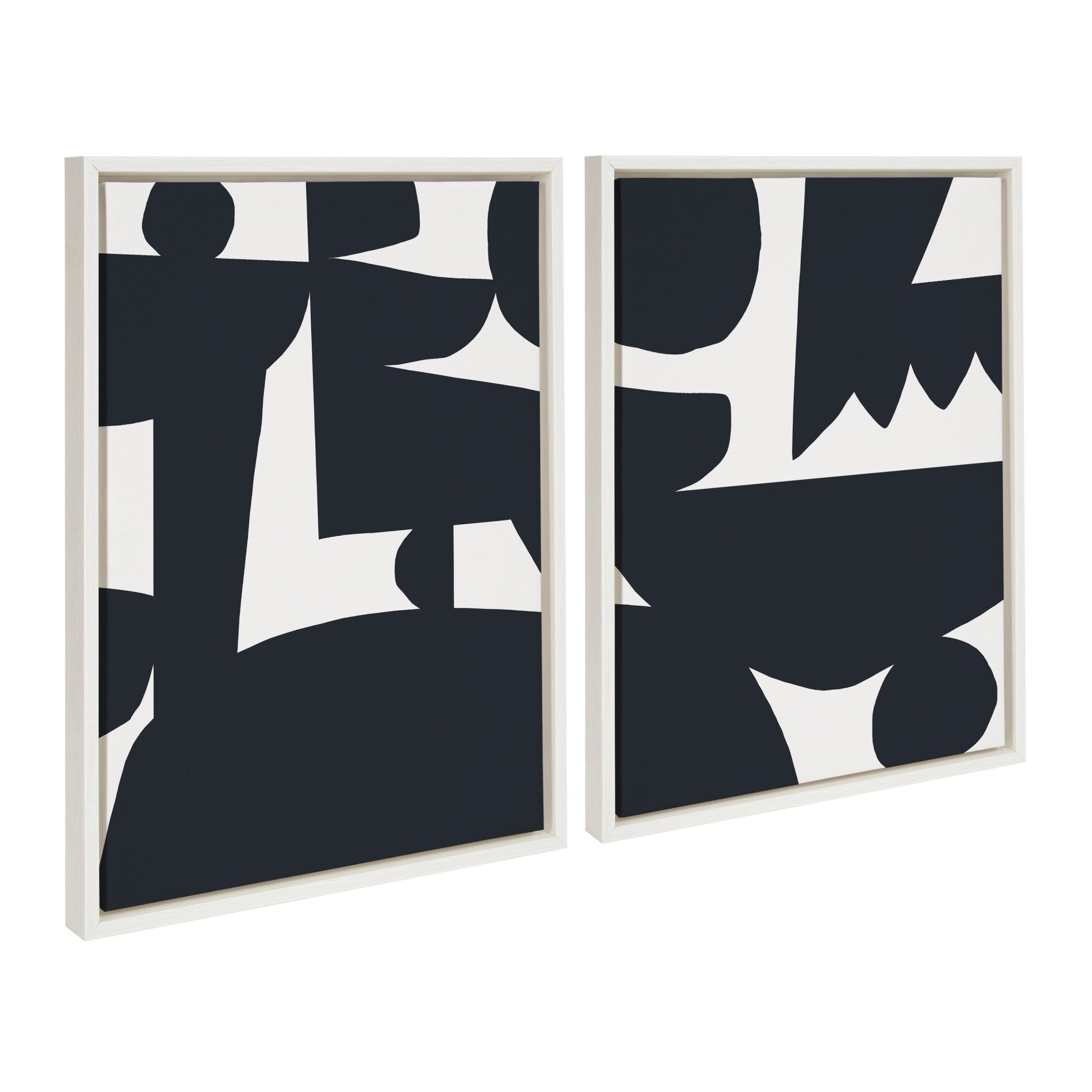 Sylvie Quiet Jungle 1 Left and Right Black and White Abstract Framed Canvas by Kelly Knaga