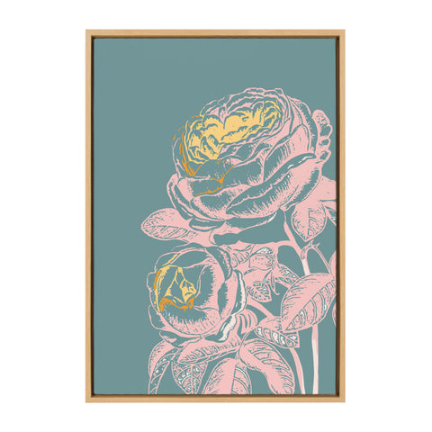Sylvie Floral in Teal Framed Canvas by Apricot and Birch