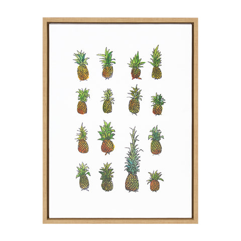 Sylvie Pineapple Set Framed Canvas by Viola Kreczmer