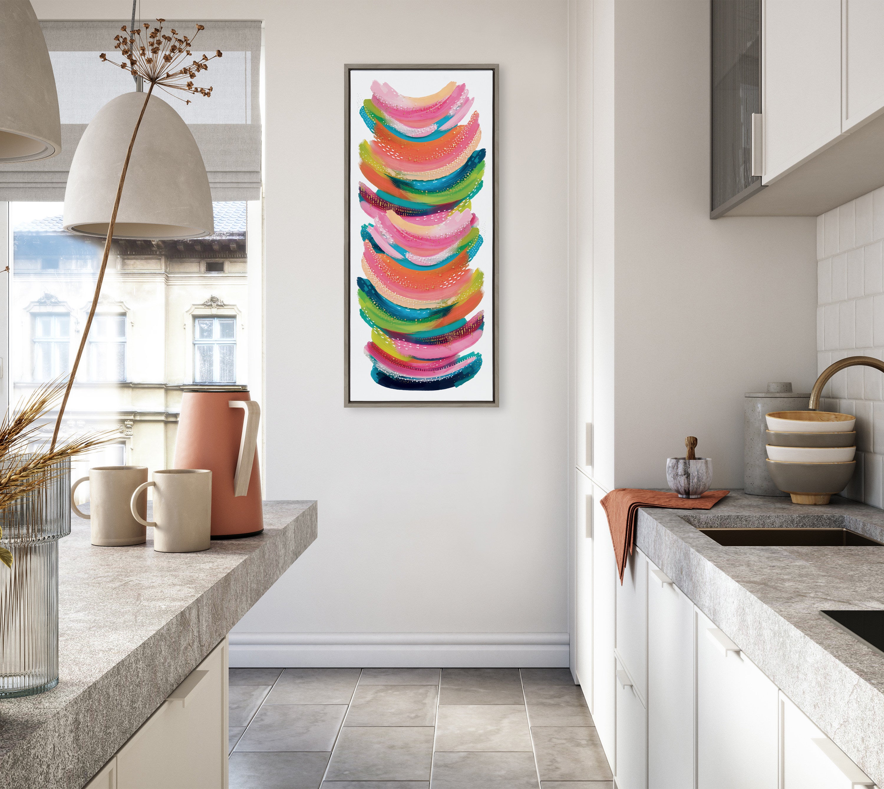 Sylvie Bright Abstract Framed Canvas by Jessi Raulet of Ettavee