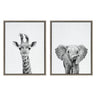 Sylvie Baby Giraffe and Elephant Framed Canvas Art Set by Simon Te of Tai Prints