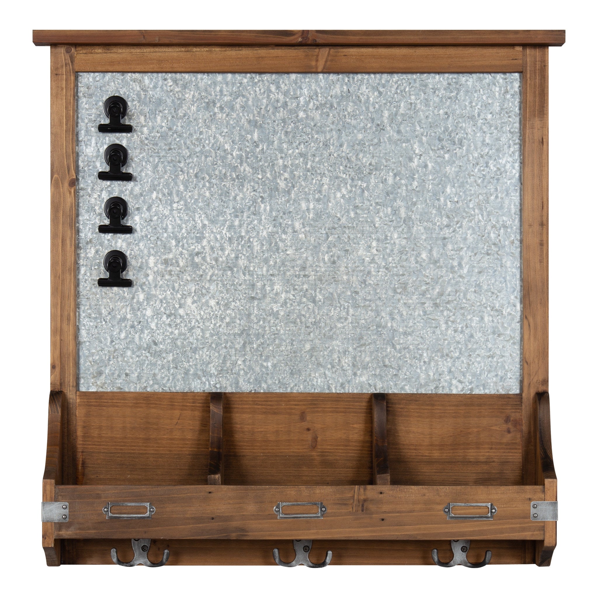 Stallard Wood Framed Magnetic Board with Hooks