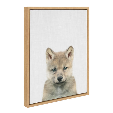Sylvie Baby Wolf Color Illustration Framed Canvas by Simon Te of Tai Prints