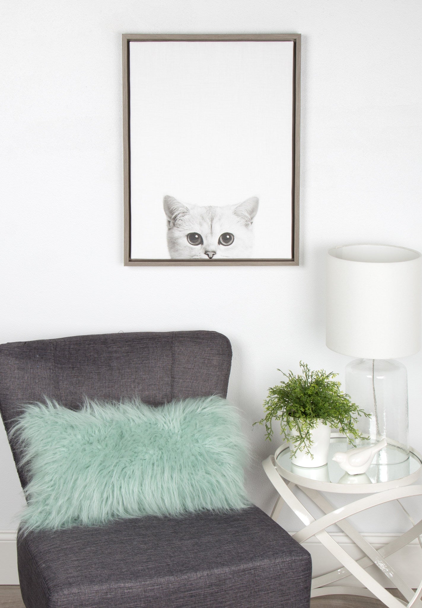 Sylvie Kitty Framed Canvas by Simon Te Tai