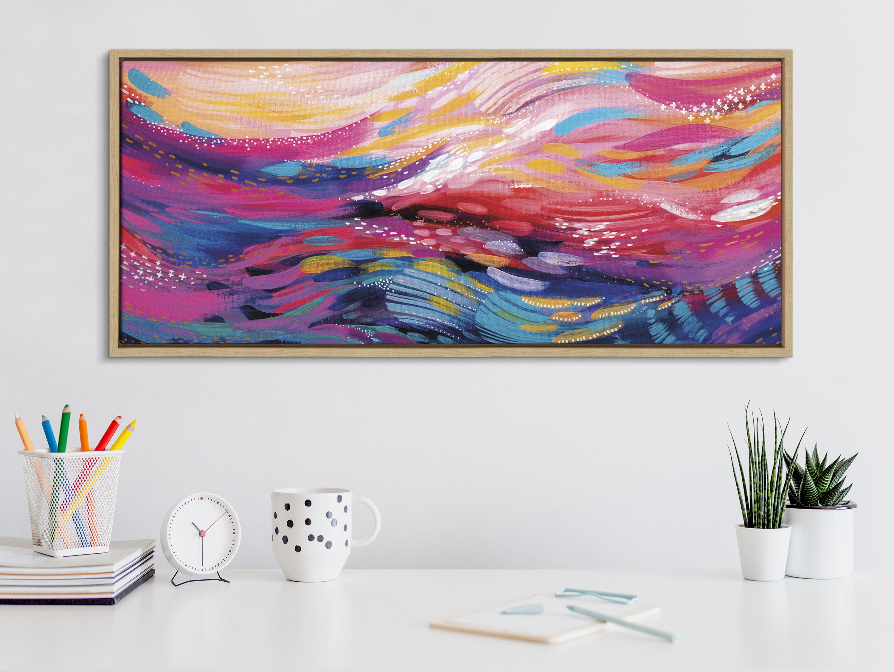 Sylvie Brush Strokes 90 Framed Canvas by Jessi Raulet of Ettavee
