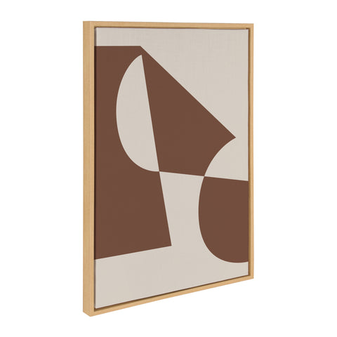 Sylvie Eye Catching Sleek Abstract 5 Brown and Beige Framed Canvas by The Creative Bunch Studio