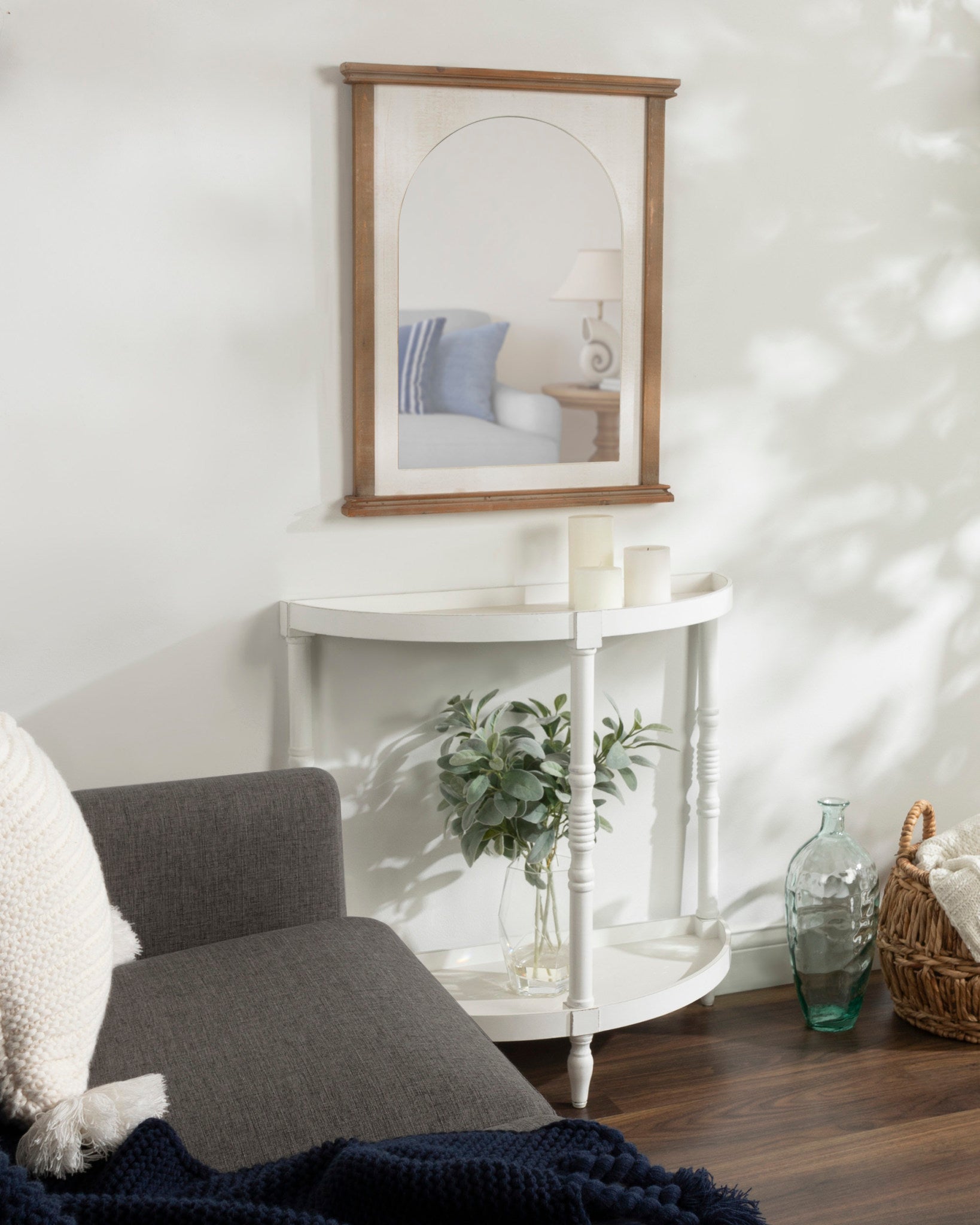 Brenna Wood Framed Arch Wall Mirror