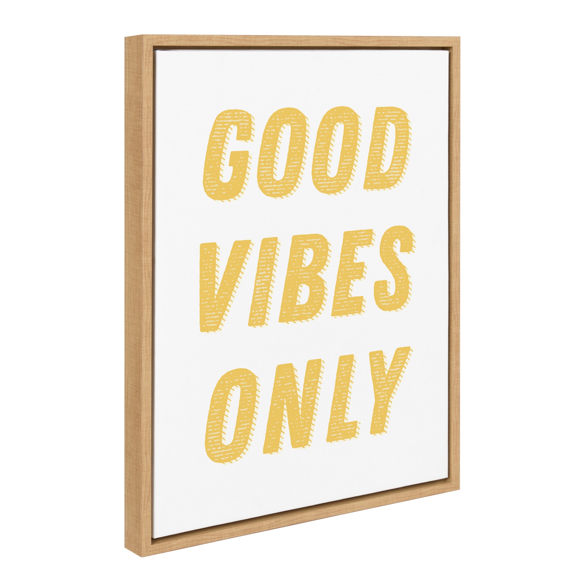 Sylvie Good Vibes Only in Yellow Framed Canvas by Apricot and Birch
