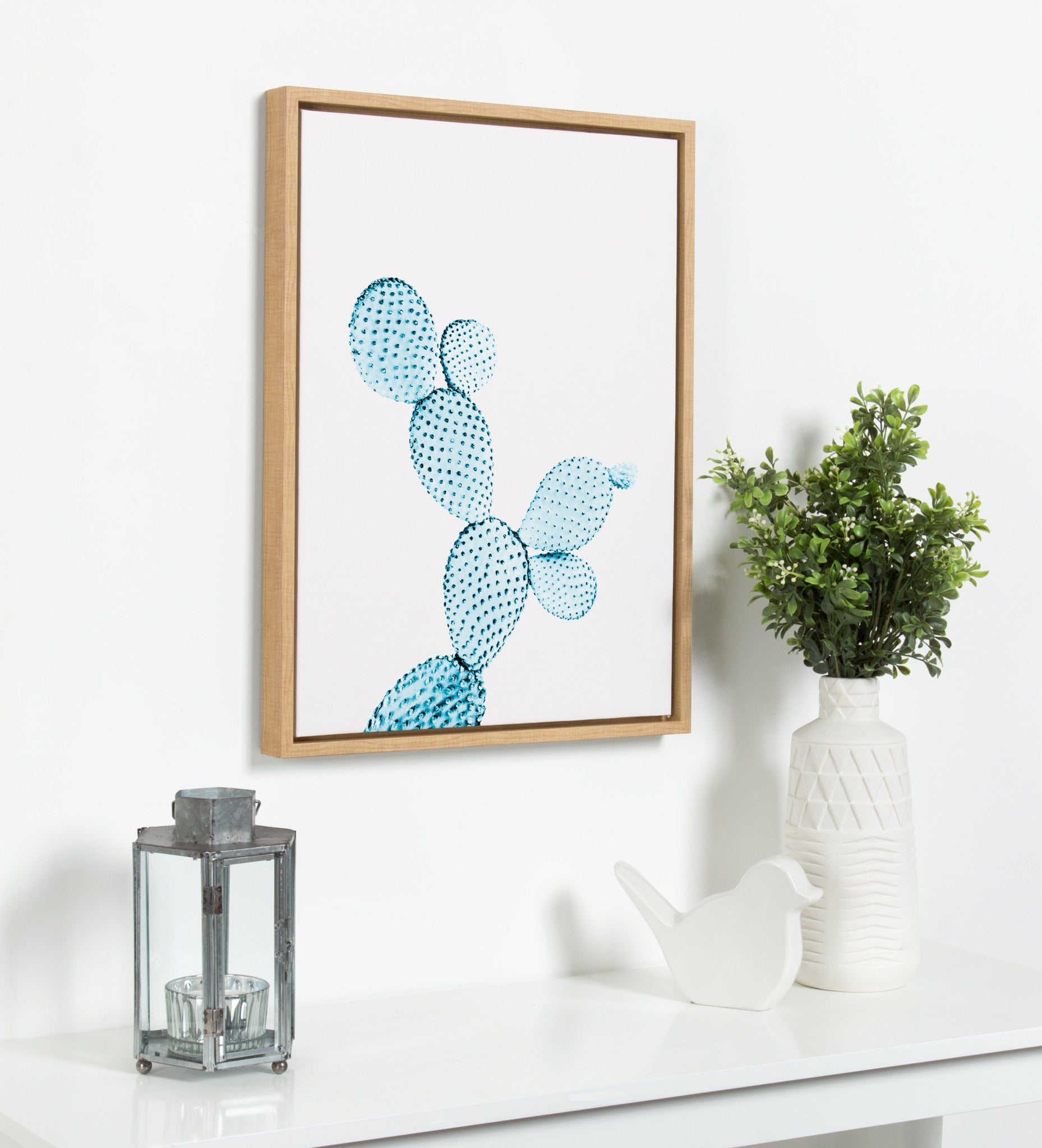 Sylvie Blue Cactus Framed Canvas by Simon Te Tai