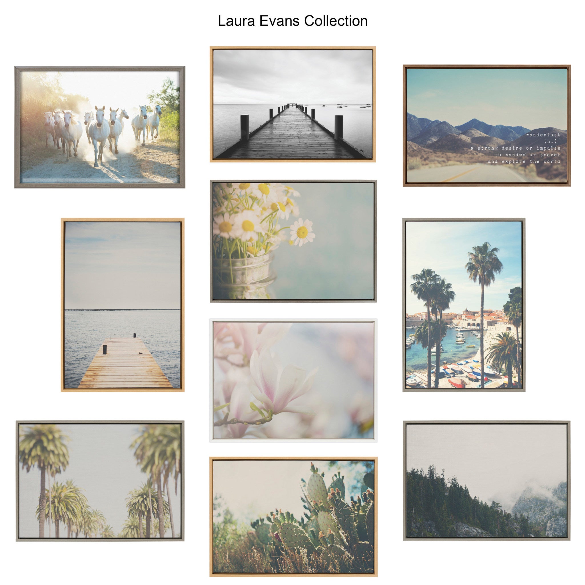 Sylvie A Trio of Palm Trees Framed Canvas by Laura Evans