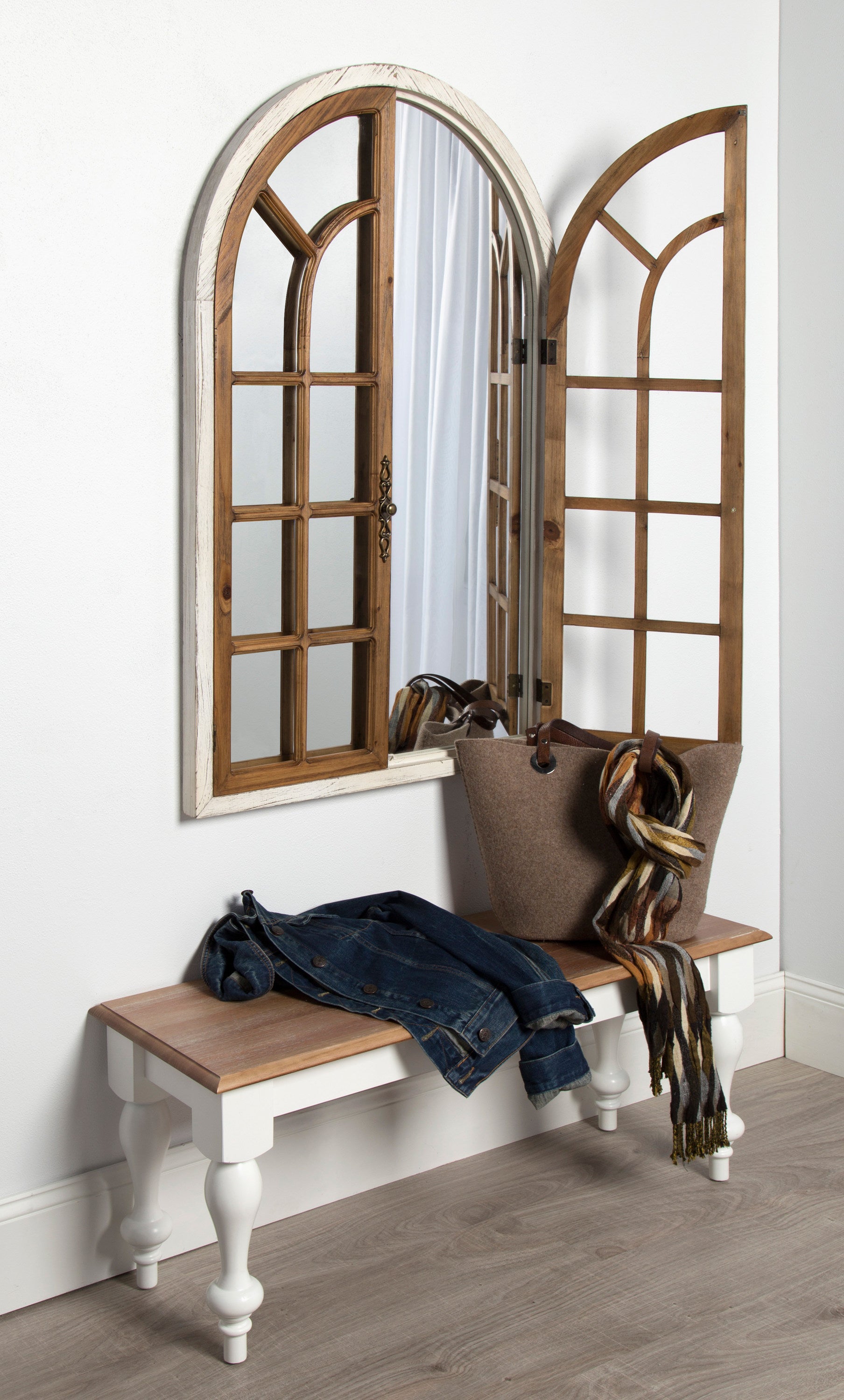Boldmere Wood Windowpane Arch Mirror